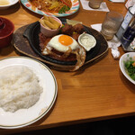 Tsukimichi - ジャーマンハンバーグ&唐揚げ　¥1100 ライスサラダセット　¥330