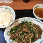 日高屋 - ニラレバ炒め定食