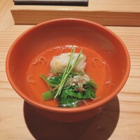 とり茶太郎 - 鶏出汁の中にホロホロ鳥の胸肉、ツル紫、オクラ