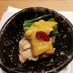 秋葉原 鮨 よこ田 - ベビー帆立の酢味噌がけ