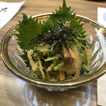 醍醐 - 豆苗、メンマ、明太子で混ぜ混ぜしたつまみ