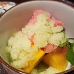 馳走 啐啄一十  - ⑮マンゴー(宮崎県産)、メロンのグラニテ&西瓜のグラニテの重ね掛け
      この値段でデザートにこれほどのマンゴーを出すのか！と同行した友人のパティシエが感嘆！
      断トツの甘さにコースの余韻を感じます