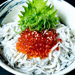 <Ikura Shirasu-don> ～Luxury two-colored rice bowl～