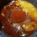 らあめん花月嵐 - 期間限定 辛辛魚つけ麺 スープ(2021年8月5日)