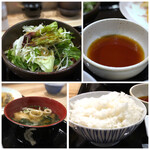 大きな小料理屋 天彩 - ◆サラダ、天つゆ、お味噌汁（いいお味でした）、ご飯