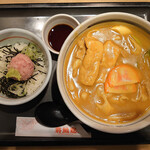 若鯱家 - カレーうどん＋ミニねぎとろ丼