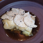 communico - 穴子のベニエ　焼き茄子　干し椎茸