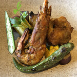 まさら庵TAKUMI - メイン　有頭海老、大和ポーク、鶏
      大和野菜