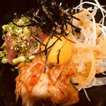 Izakaya Fukumimi - 鶏のユッケ　ボリューミーで美味かった