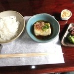 松籟庵 - 御飯　揚げ出し豆腐　香の物　ちりめん山椒