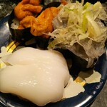 回転寿司酒場 銀座沼津港 - ヤリイカ　ウニ　生しらす