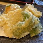 蕎麦 天ぷら 結庵 - 2021年8月。おまかせ天ぷら盛り合わせ。