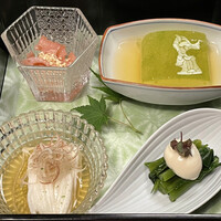 うかい鳥山 - 長芋素麺、冬瓜、蓮根梅肉和え、みず白和え