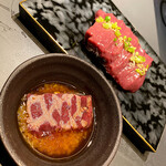 焼肉ホルモン 風土. - しっかり焼目の知床和牛レバー