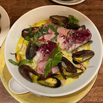 海老丸らーめん - ムール貝の冷やしらーめん(クリーミースープ仕立て)