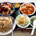 中国料理 絹路 - セット② 酢豚・エビチリソース・チャーハン・スープ・サラダ