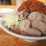 にかいや - ぶた入りオロチョンつけめん＋トッピング全部