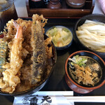 天ぷ羅 重天 - ♪海老と野菜の天丼(うどん付き)¥1050