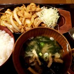 炭火焼干物定食 しんぱち食堂 天神パルコ店 - 　鶏生姜焼定食 肉大盛 860円＋税