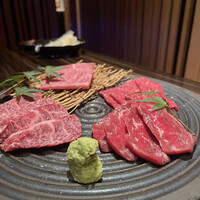 Let it Beef - 特選阿蘇牧草和牛あか牛4種盛り　クリミ、ハラミ、特上カルビ、牧草牛カイノミ