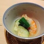 すし宮川  - 海老　茄子　トマトジュレがけ　