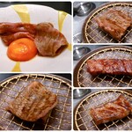 西麻布 焼肉 X - 松阪牛のサーロインは濃厚な卵と絡めて。
      とうがらし・ハラミ・マルシン・特上カルビ