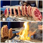 たでの葉 - ご主人の故郷熊本から届いたメスの猪。
      冷凍肉ならいくらでも手に入りますが夏場に生肉の猪にありつけるとはラッキーです。
      狩猟解禁日を考えると、シーズンに罠で捕らえてから餌をあげていたのかもだそうです。