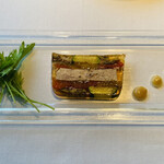 maison de foret - Foie Gras and Summer Vegetable Terrine with Miso-flavored Sauce