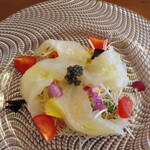 リストランテ ソライア - 2021年の｢スペシャルディナーコース｣真鯛のカルパッチョ・キャビア添え、サラダ