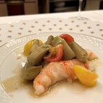 ペレグリーノ - イタリア料理 牡丹海老　アーティチョーク　トマト