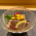 ひらまつ - 先付け　鰹の叩き酢橘酢
