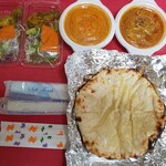 YAMA INDIAN KITCHEN - 海老カレー、ミックス野菜カレー、チーズナン