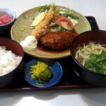 キッチン長崎 - 料理写真:ハンバーグ&海老フライセット￥980