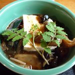 仙人小屋 - 定食の小鉢（豆腐のきのこあんかけ）