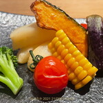 近江牛岡喜 - ビフカツ定食 の夏野菜添え