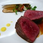 メイン肉料理【阿蘇牛の内もも肉、甘酸っぱいソースと茄子のモンタディート】◎2012/10