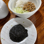 手打ち大石田そば　きよ - かいもずの納豆ダレ、ごまだれ