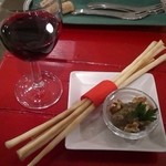 【2012年霜月（11月）】鶏レバーペースト添えイタリア産グリニッシュと赤ワイン。