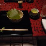 近又 - 先付　初鰹、鳥貝、白芋茎、花菜、夏柑、土佐酢ゼリーかけ、防風１