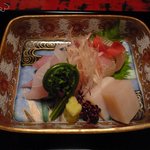 近又 - 向付　甘鯛、しま鯵、たいらぎ貝柱１