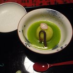 近又 - 蒸物　春山百合根饅頭、地鳥ミンチ射込み、花びら百合根、うすい豌豆餡かけ２