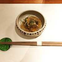 島之内 一陽 - つきだし(鱧皮ときゅうりの酢の物)