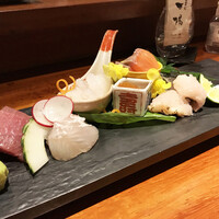 島之内 一陽 - お造り盛り合わせ（境港天然生まぐろ、天然あまて鰈、剣先いか、甘海老うに醤油漬け、北海道本ます、きずし、穴子焼霜）