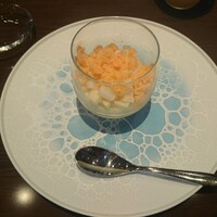 le・sud - 冬瓜のムース、マクワウリ、ヤリイカ、ガスパチョ