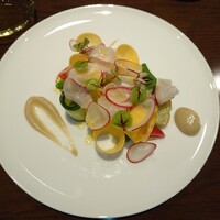 le・sud - シマアジのカルパッチョ、茄子のソース