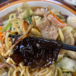 Chuukaryouri Kiraku - 麺のお焦げが芳ばしい！キクラゲが歯応えあり！
                        