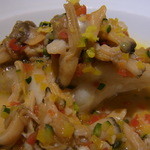 エクアトゥール - アズキハタのロティ　江戸前アサリと黄柚子のナージュ