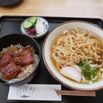 魚傳 - ごぼ天うどん・ミニうな丼　1200円