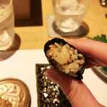 鮓 きずな - 余市あん肝 奈良漬け、浅草海苔で巻いちゃうよ〜