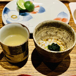 日本橋 蕎ノ字 - ☆蕎麦の実と浜名湖産の舞阪生海苔。
      ☆アサリ出汁の吸い物。